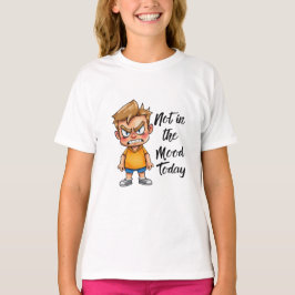 Camiseta Angry Cute Boy Cartoon T-Shirt – Funny Grumpy Mood