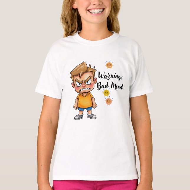 Camiseta Angry Cute Boy Cartoon T-Shirt – Funny Grumpy Mood (Anverso)