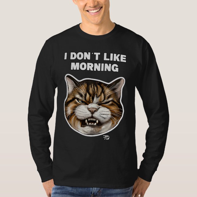 Camiseta Angry cute Cat With Bad Mood And Mug says no   3 (Anverso)