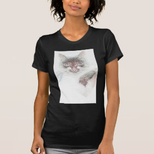 Camiseta Angry Cute Cate Face Sketch