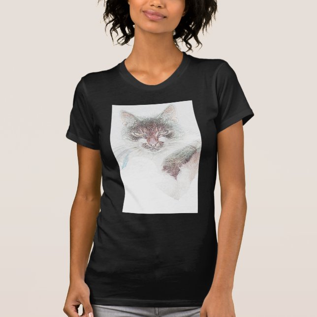 Camiseta Angry Cute Cate Face Sketch (Anverso)