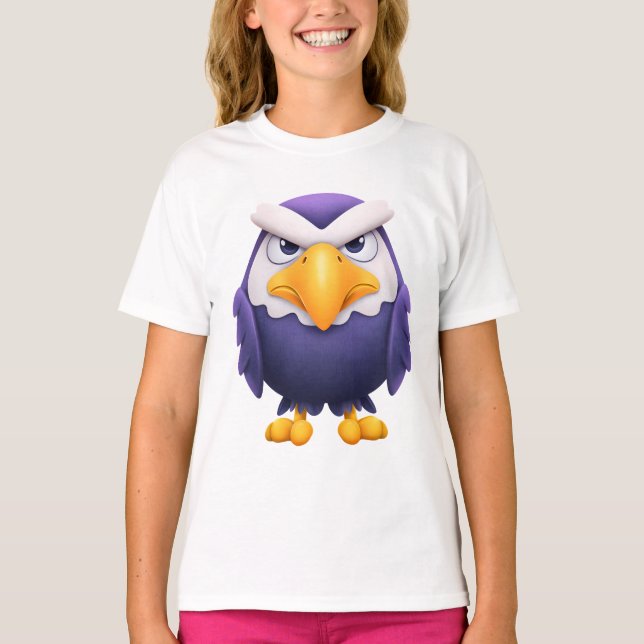 Camiseta Angry Eagle Mascot – Fierce Purple cute Bird Kids (Anverso)