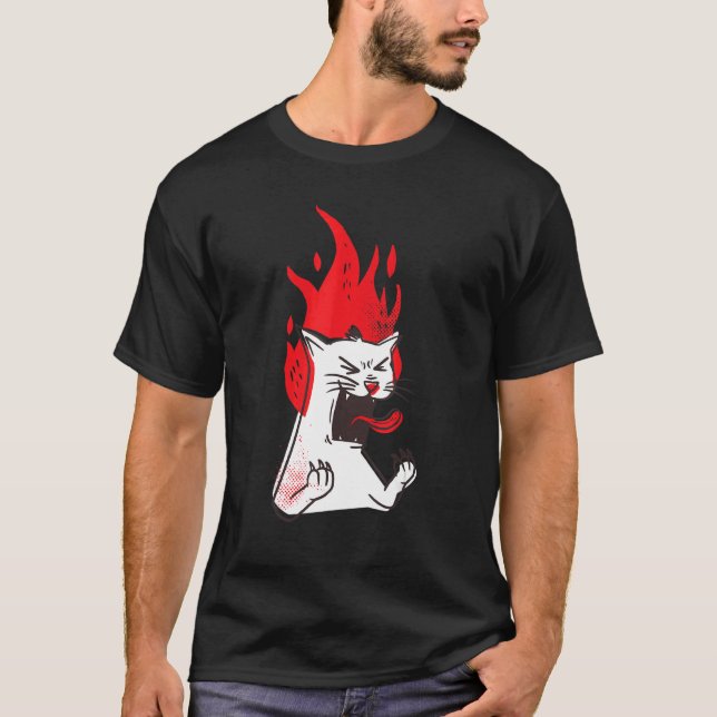 Camiseta Angry Fire Kitty Anger (Anverso)