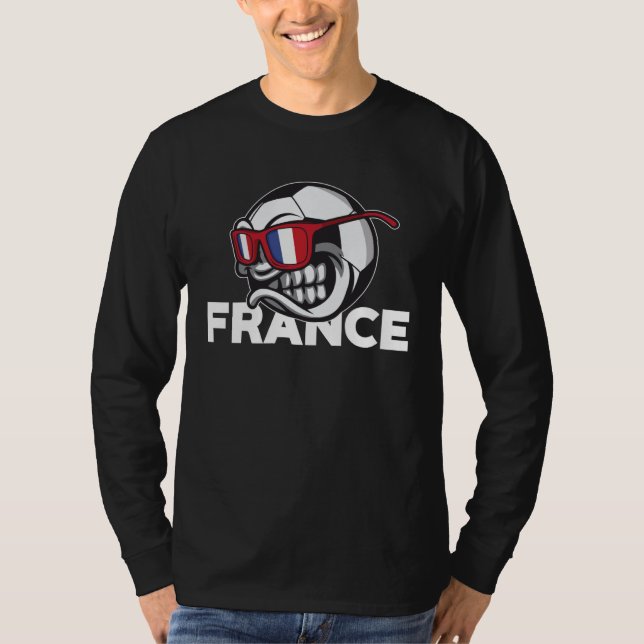 Camiseta Angry France Soccer Ball with Sunglasses French Fl (Anverso)