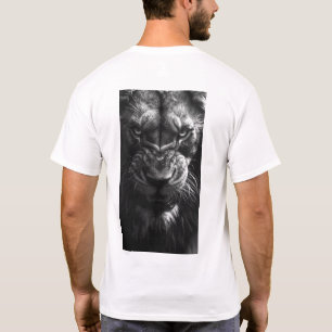 Camiseta Angry Lion Front View Photorealist Black T-Shirt