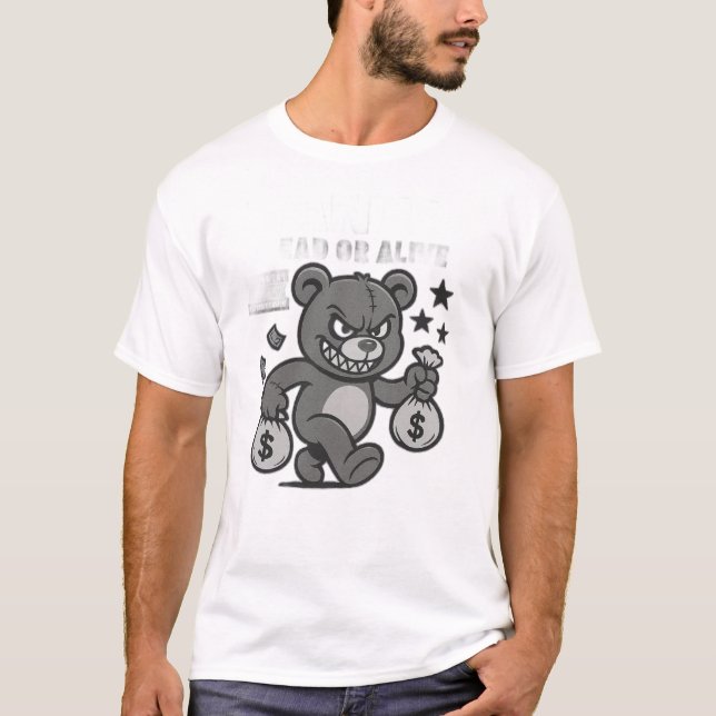 Camiseta Angry Money Bear Cartoon T-Shirt – Bold Streetwear (Anverso)