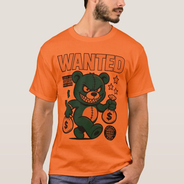 Camiseta Angry Money Bear Cartoon T-Shirt – Bold Streetwear (Anverso)