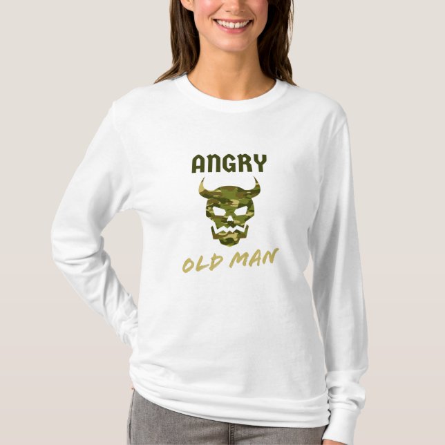 Camiseta Angry Old Man Camouflage Skull Mens (Anverso)