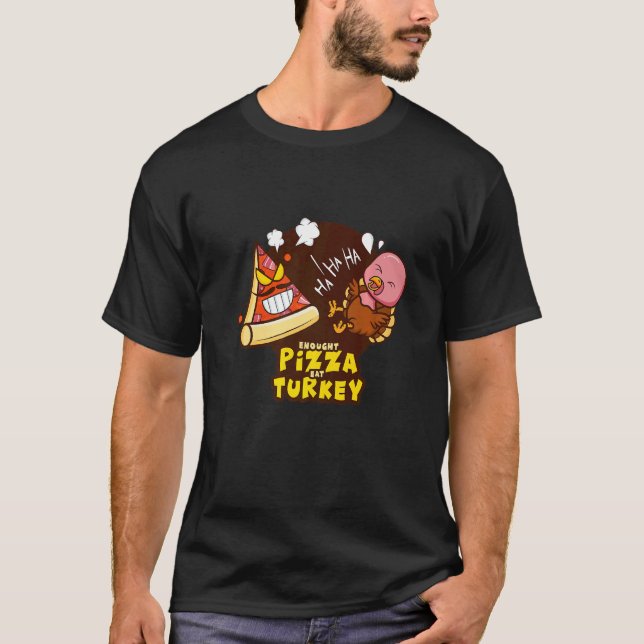 Camiseta angry pizza and turkey for Thanksgiving day (Anverso)