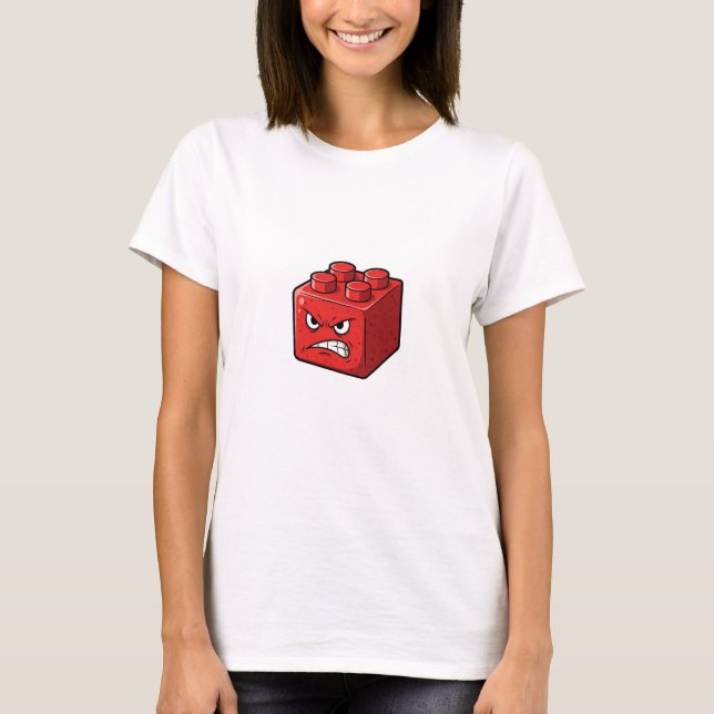 Camiseta Angry Red Building Brick Character Illustration (Anverso)
