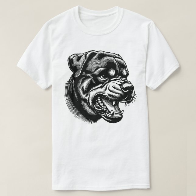 Camiseta angry Rottweiler dog face- line art (Diseño del anverso)