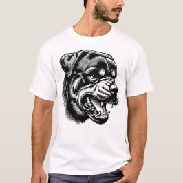 Camiseta angry Rottweiler dog face- line art
