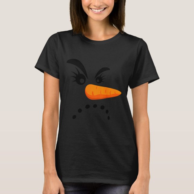 Camiseta Angry Snowman Face Eyelashes Christmas Snowman Cos (Anverso)
