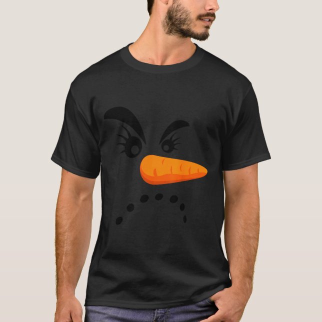 Camiseta Angry Snowman Face Eyelashes Christmas Snowman Cos (Anverso)