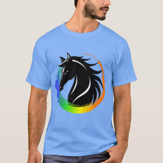 Camiseta anillo de color de cabeza de caballo divertido