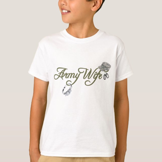 Camiseta anillo de esposa del ejército, etiqueta de perro,  (Anverso)