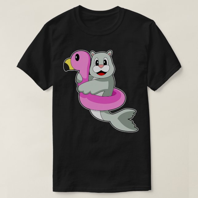 Camiseta Anillo de natación de foco Flamingo (Diseño del anverso)