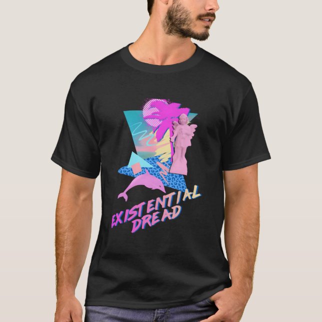 Camiseta Anillo delfín existencial estético de vaporwave (Anverso)