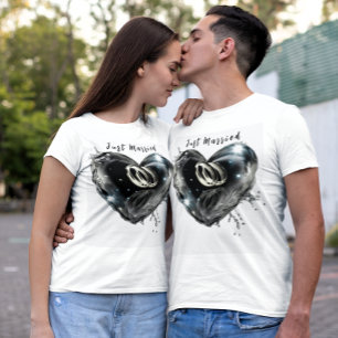 Camiseta Anillos Bodas de luna de miel con forma de corazón