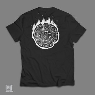 Camiseta Anillos de árbol de naturaleza rústica Silueta del