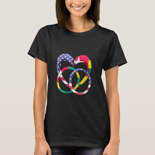 Camiseta Anillos de boda corazón de la bandera americana Ma