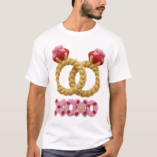 Camiseta Anillos de boda tejidos lindos y diseño de abrazos