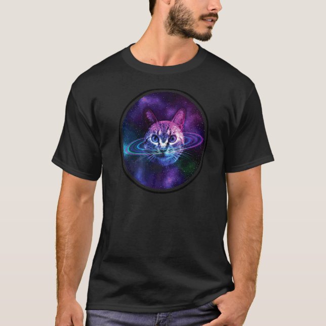 Camiseta Anillos de galaxia de gato espacial (Anverso)