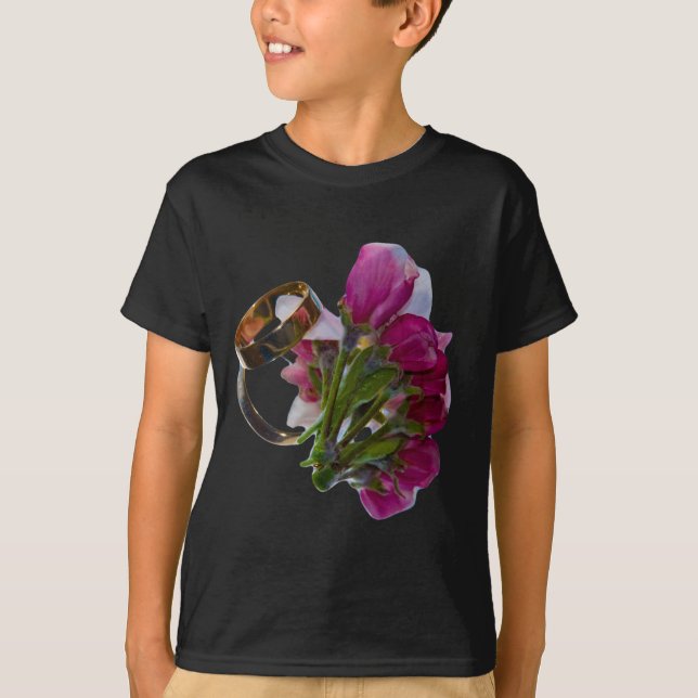Camiseta Anillos y flores bodas (Anverso)