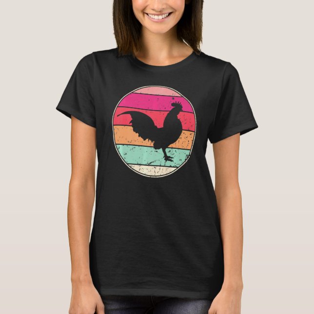 Camiseta Anim de la granja de la silueta de pollo de época  (Anverso)