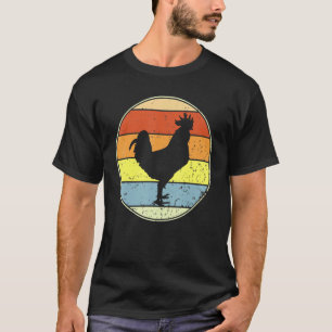 Camiseta Anim de la granja de la silueta de pollo de época 