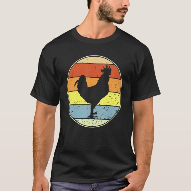 Camiseta Anim de la granja de la silueta de pollo de época  (Anverso)