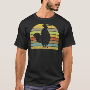 Camiseta Anim de la granja de la silueta de pollo retro de 