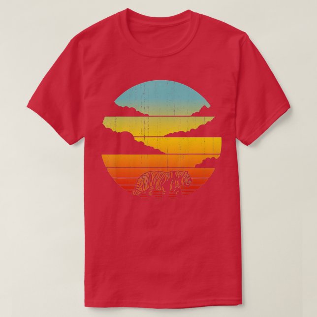 Camiseta Anim del zoológico mamífero Sunset de Tigre Retro  (Diseño del anverso)
