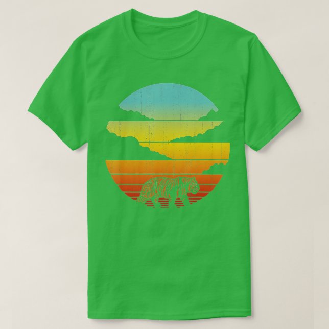 Camiseta Anim del zoológico mamífero Sunset de Tigre Retro  (Diseño del anverso)