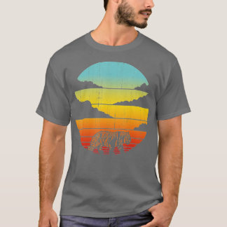 Camiseta Anim del zoológico mamífero Sunset de Tigre Retro 