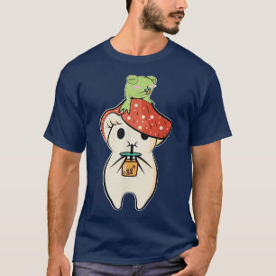 Camiseta Animación Cute Frog Mushroom Matcha Tea
