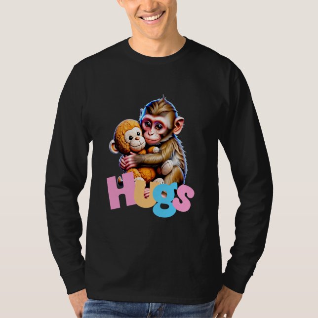 Camiseta Animación de mono bebé Macaco Punch abrazando jugu (Anverso)