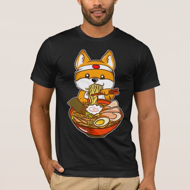 Camiseta Animación japonesa Kawaii shiba inu ramen (Anverso)