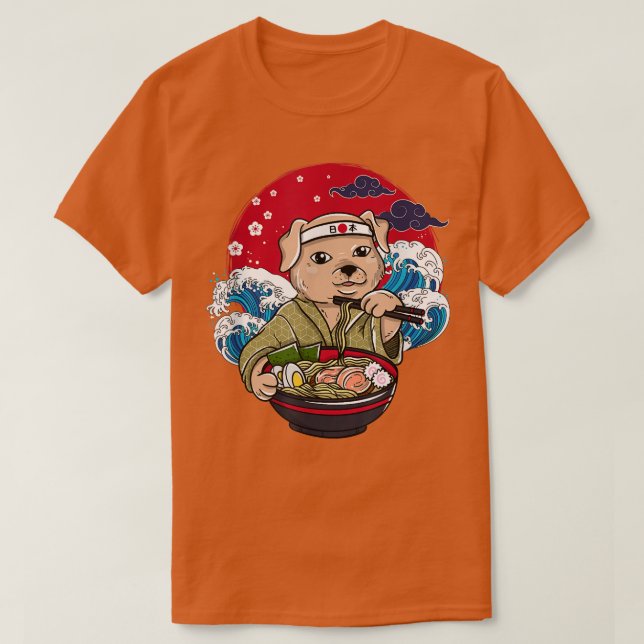 Camiseta Animación ramen japonés perro ondas cerezos de Jap (Diseño del anverso)
