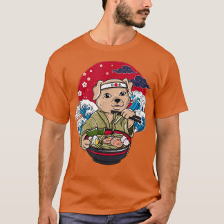Camiseta Animación ramen japonés perro ondas cerezos de Jap