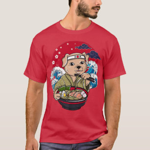 Camiseta Animación ramen japonés perro ondas cerezos de Jap