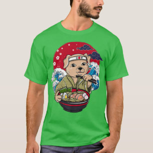 Camiseta Animación ramen japonés perro ondas cerezos de Jap