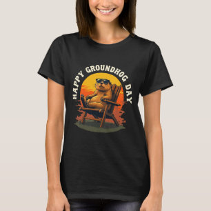 Camiseta Animación Vintage Atardecer Día de la Marmota Feli