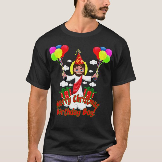 Camiseta Animado del muchacho del cumpleaños de Jesús de (Anverso)