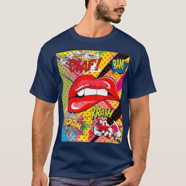 Camiseta Animado Lips de arte pop retro para artistas (Anverso)