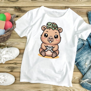 Camiseta Animado Tortuga Jugadora Capibara Adorable Kawaii 