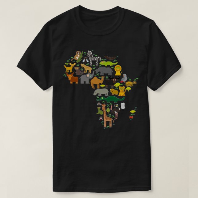Camiseta Animal Africa parrot Hyena Rhinoceros Zebra Hippop (Diseño del anverso)