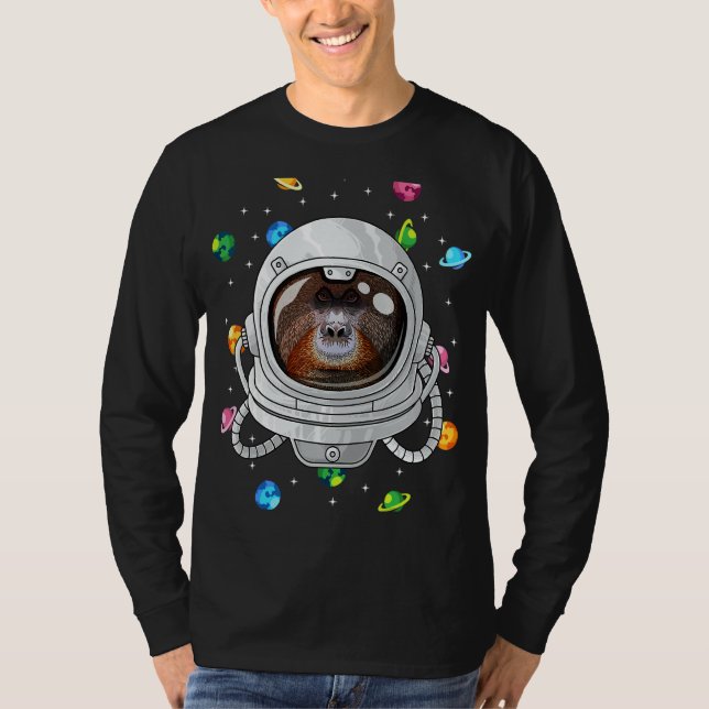 Camiseta Animal Astronauta de Orangután Profundo En El Espa (Anverso)