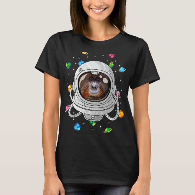 Camiseta Animal Astronauta de Orangután Profundo En El Espa (Anverso)