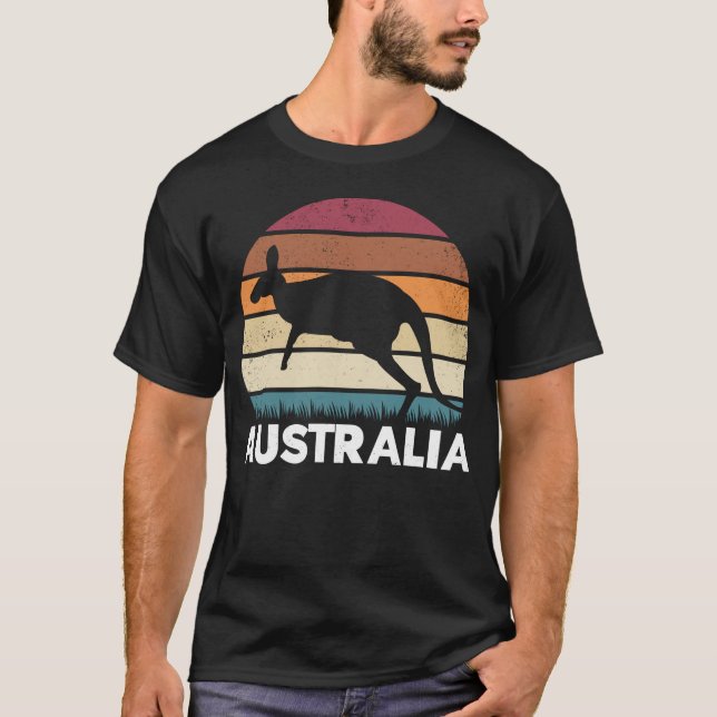 Camiseta Animal australiano retro saltando canguro (Anverso)